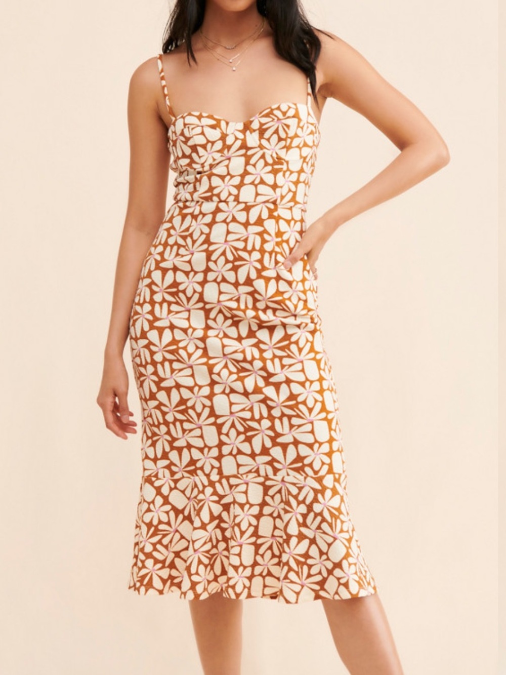 Anthropologie Hutch Floral Slim Midi Dress Size M